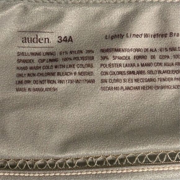 Auden Women's Lightly Lined Wireless Strapless Bras  2 Beige and gray  34A - Picture 8 of 9